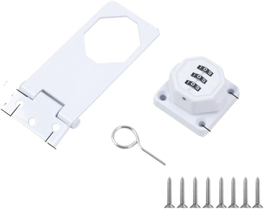 Zinc Alloy Combination Lock Cabinets, Refrigerators & Drawer Doors - Secure, Rekeyable Code Lock with Rotating Shackle, Installation (Pack of 1)(white)