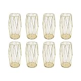 8 Pcs Glass Hurricane Candles Holders Hurricane Candleholders Gold Wire Glass Windproof Candlestick