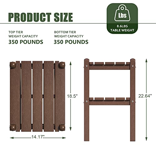 Torva 2-Tier Outdoor Side Table, Adirondack End Table, Easy-Maintenance & Weather-Resistant Rectangular Patio Side Table For Outdoor, Indoor Deck, Pool,Garden Backyard, Porch (Apricot Color) #TOP2