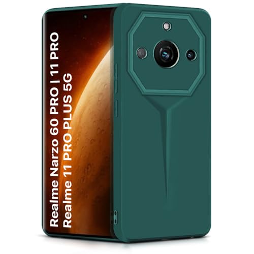 Image of WOW IMAGINE Back Cover for Realme Narzo 60 PRO | 11 PRO | 11 PRO Plus 5G | Blade Series Ultra Thin Case with Lightweight Design | Camera Protection | Soft Matte Silicone Flexible Mobile Case - Green