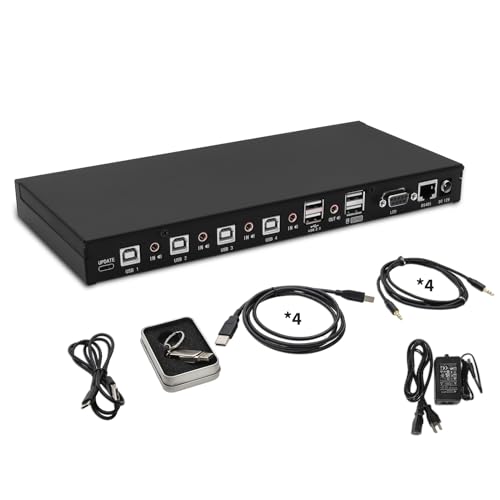 Commutateur KM 4 ports haut de gamme avec souris itinérante et gestion audio