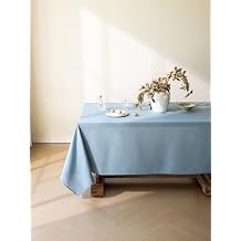 Blue Linen Table Cloths for Rectangle Tables Farmhouse Neutral Tablecloth Rectangular Kitchen Decoration Dining Table Cover Washable 60x120
