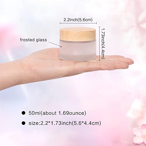 50 Gram/Ml Glass Cosmetic Containers With Lids，Round Frosted Cosmetic Jars With Leakproof Lids,Small Empty Glass Sample Jars For Makeup Lip Scrub Balm Lotions Sample Eye Creams Diy (4 Pack 50Ml) #TOP5