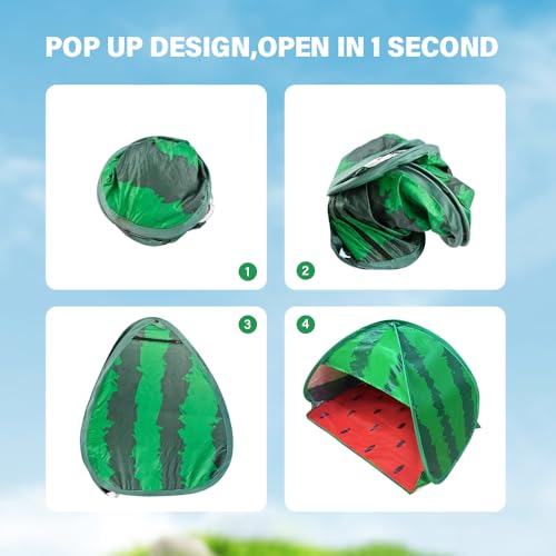 SKIKHN Mini Kopfzelt, Strandmuschel Pop Up, Sonnenschutz Reise Klein für Outdoor Strand, Hundestrandzelt Sonnenschutz, Sonnen-Schutz Reise Klein für Outdoor Strand Sonnenbaden Picknick, Wassermelone