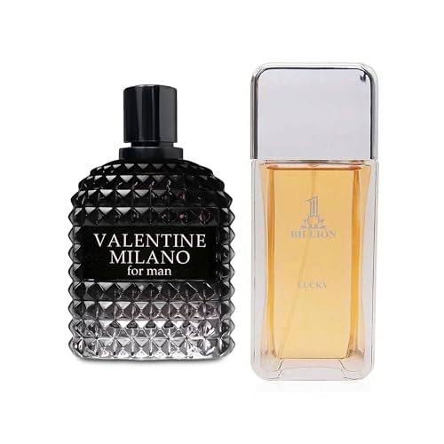 Image of AFLUXE 2PCS Valentine Milano /1 Billion Lucky Eau De Toilette for Men-Fresh,Romantic Scent Perfume for Men 3.4 Fl Oz Each Mens Cologne For All Skin Daily Used