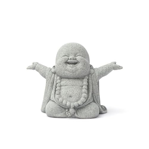 YOUFINE Small Mini Sandstone Buddha Statue Zen Sculpture Mitation Bluestone Praying Ornament Home Office Car Fish Tank Tea Pet Feng Shui Decor for Bringing Good Luck Wealth (Laughing Buddha) -  Youfine-mini Buddha-laughing