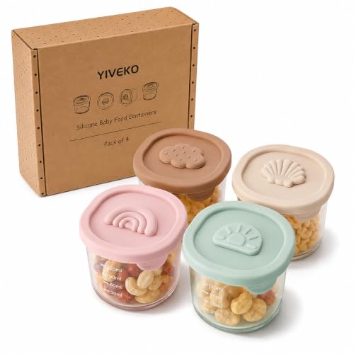Baby Food Containers with Lids, Silicone, 4oz, 4-Pack