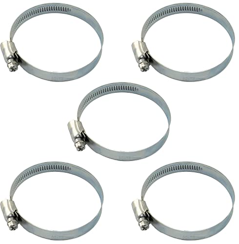 AERZETIX - C63595 - Juego de 5 abrazaderas de sujeción con tornillo tangente 50-70mm regulable - anchura 12mm - en acero galvanizado - color plata - racor coche jardín manguera de agua flexible riego
