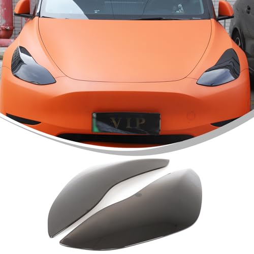 Front Headlight Trim Cover Compatible with Tesla Model 3 Model Y 2017-2022 Smoked Front Light Lamp Cover Left and Right Headlight Lens Trim Frame Protect Decorative Accessories