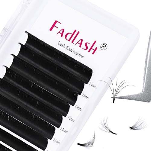 Fadlash Easy Fan Lashes C Curl 0.05 8mm Single Lashes Russian Lashes Natural Look Self Fanning Eye Lashes Automatic Blooming Russian Eyelashes Extensions(0.05-C-8)