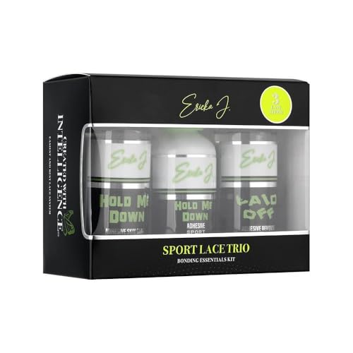 Ericka J. Lace Application System Trio Kit – Skin Guard, Hold Me Down Adhesive & Laid Off Adhesive Remover – Complete Wig Installation Solution, Waterproof & Sweat Resistant (Regular, Sports)