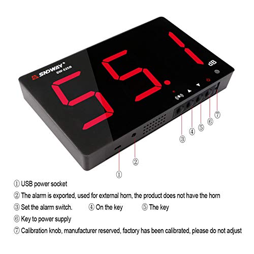 SNDWAY SW-525B 30-130dB Digital Sound Level Meter with Large LCD Display Noise Meter Decibel Wall Mounted Hanging (525B)