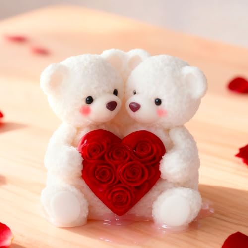 Rose Bear Heart Cylinder Candle & Resin Mold - Resin Casting Silicone Molds for Home Decor & Candle Making Wave Spiral Mold