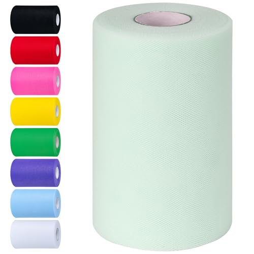 Rouleau de tulle gris argenté de 15,2 cm x 91,4 m pour loisirs créatifs, tutu, fête prénatale, fête d'anniversaire, mariage, Noël, loisirs créatifs (gris argenté)
