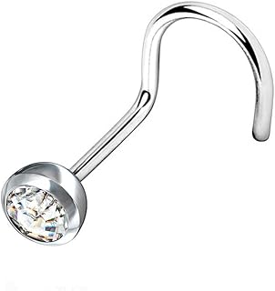 مجوهرات ثقب على شكل مسمار للانف - ابيض، فضي