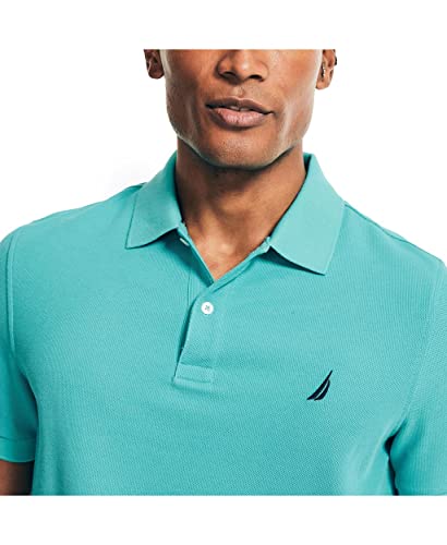Nautica Men's Sustainably Crafted Classic Fit Performance Deck Polo, Aqua Lagoon, Medium #TOP2