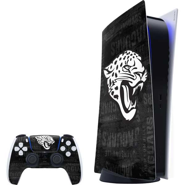 Skinit Decal Gaming Skin Compatible with PS5 Bundle - Officially Licensed NFL Jacksonville Jaguars Black & White Design