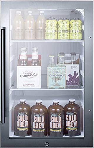 Summit Appliance Spr489Osada Ada Compliant Commercially Approved Shallow Depth Indoor/Outdoor Beverage Cooler For Built-In Or Freestanding Use With Glass Door, Black Cabinet, Auto Defrost #TOP2