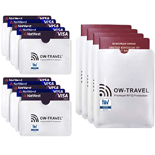OW-Travel Contactless RFID Card Protector Sleeves and Passport Cover. Bank Card Security Protectors. Blocking Sleeve for Credit Cards. Card Protector Pink 10 Passport RFID 4