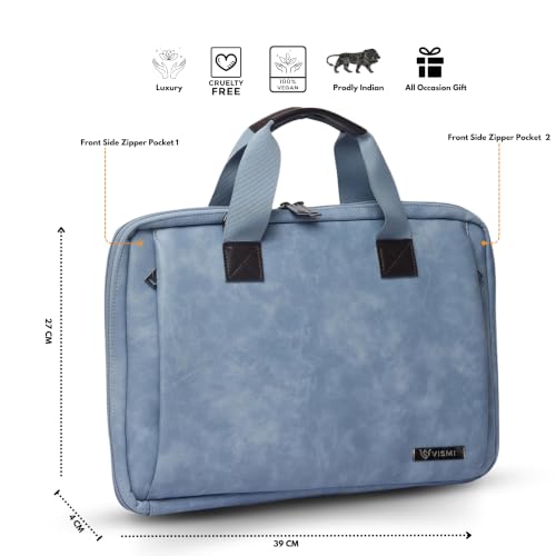 Image of VISMIINTREND Laptop Briefcase Messenger Shoulder Office Hand Bags for Men Women | Fits 13 inch /14 inch /15.6 Inch Laptops, Macbook | Vegan Leather | Corporate Gifts