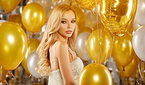 Image of Toyshine Chrome Metallic Balloons for Party 50 pcs 12 inch Thick Latex balloons for Birthday Wedding Engagement Anniversary Festival Picnic Family Party Decorations-Gold