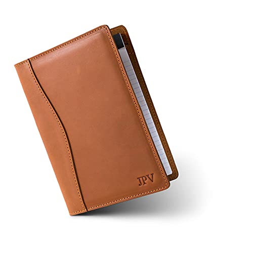 PEGAI Junior Legal Pad Folder Organizer | Portfolio Binder, Resume Interview Document Organizer Folio | Personalized Leather Binder Padfolio with Business Card Organizer | Eriksen (Cognac)