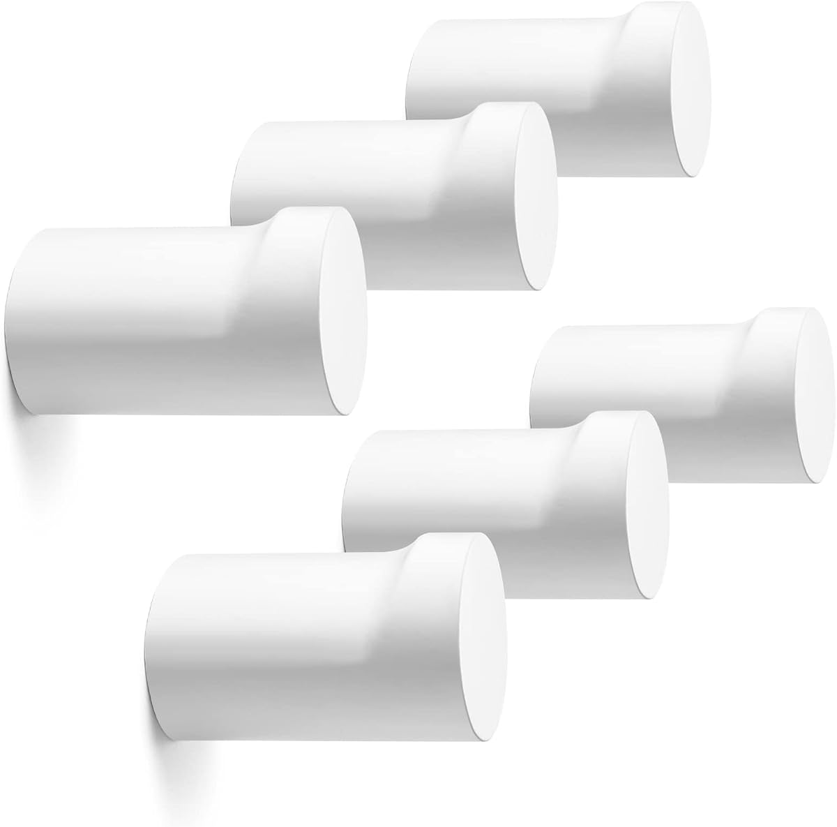 bsdonte Wood Wall Hooks 6 Pack, Modern Decorative Coat Hooks Wall Mounted, Handmade White Hat Hooks Heavy Duty Entryway Wall Hangers for Hanging Towels Robes Purses (White)