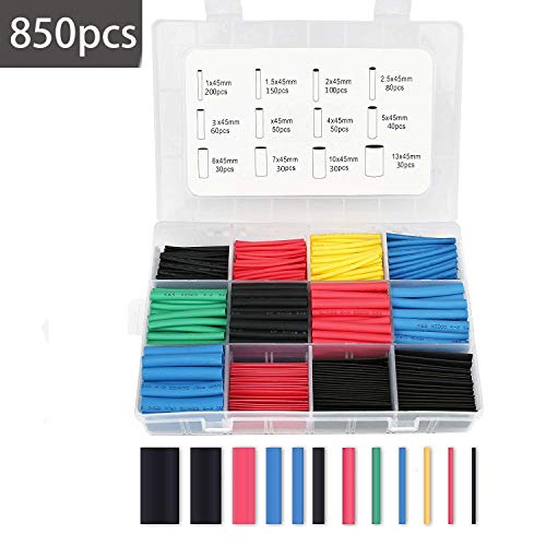 Futagofy 850pcs Heat Shrink Tubing Assortment 2:1 Electrical Wire Cable Wrap Assortment Electric