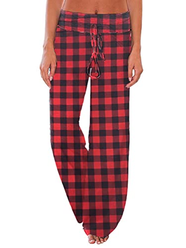 iChunhua Women's Comfy Stretch Floral Print Drawstring Palazzo Wide Leg Lounge Pant4