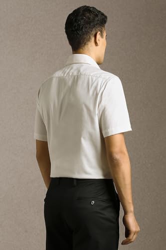 Image of Louis Philippe Men's Regular Fit Easy to Iron Everyday wear Premium Cotton Half Sleeve Solid Formal Shirt