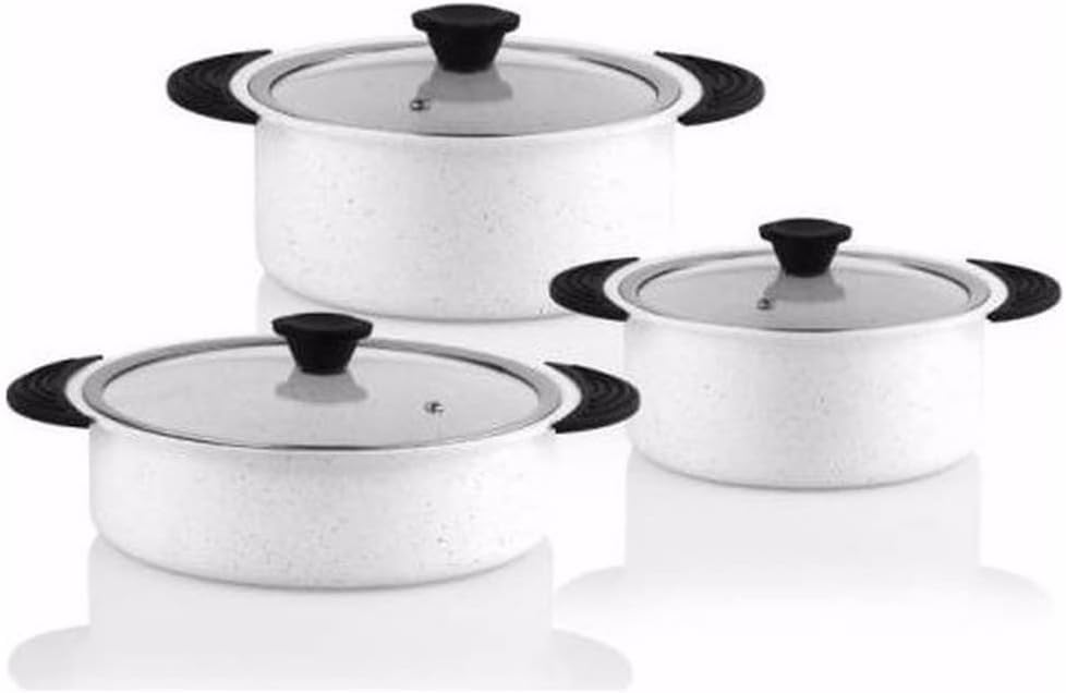 WASHLA 6Pcs/Set Cookware Set Kitchenware Saucepan Cooking Pot and Pan Set Non-St?ck Granite Stainless Steel Kitchen