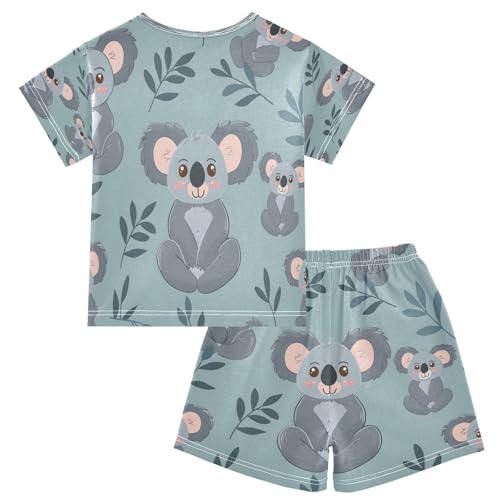 senya Short Sleeve Pajamas Sets Summer Cotton Sleepwear Cross-legged Koala2