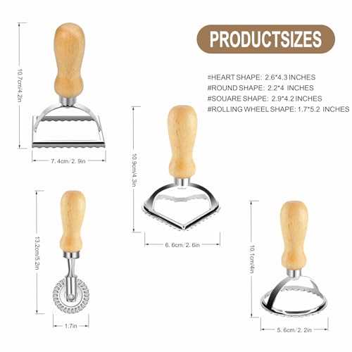 Dumplings Maker Set Ravioli Stamp Maker Cutter Set, Ravioli Maker Cutter Stamp Set with Wooden Dumpling Cutter Tools Stuffing Spoon Dumpling Mold Set For Pasta, Lasagna, Pierogi (12PCS)