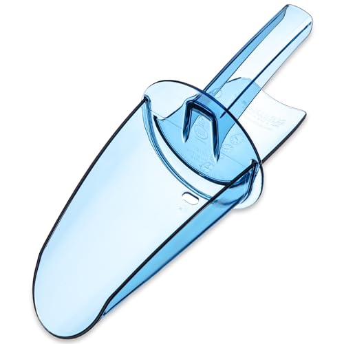 San Jamar Ergonomic Ice Scoop with Shield and Tapered Chute - Easy to Clean, 20-24 Ounce,Blue