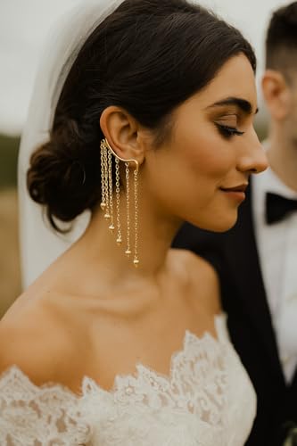 Touchstone Indian Bollywood Innovative Ear Shape Lucrative Look Hangings Long Bridal Chandelier Designer Jewelry Earrings For Women.2