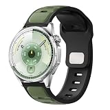 [SUIMUMU] 22mmシリコーンバンド Huawei Watch GT6 Pro/GT6/GT 5 Pro/GT 5/GT 4/GT 3/GT 2（46mm）対応 交換ベルト 柔らかい バイカラー 通気性スポーツバンド Huawei Watch 4 46mm/4 Pro 48mm/3 Pro/3/2 Classicに対応 防水 長さ調節 (ミリタリーグリーンブラック)