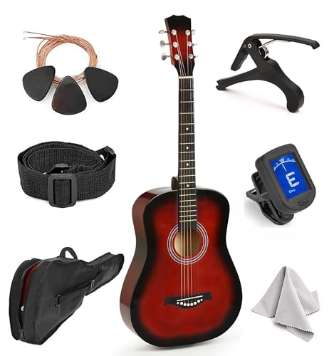 Left Handed Acoustic Guitar For Kids By MasterPlay- 30” Beginner Guitar For Learners- Accoustic...