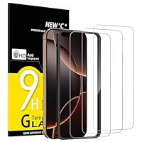 NEWC 3 Pack Designed for iPhone 17, 17 Pro, iPhone 16 Pro Screen Protector (6.3 inches), Enhanced Tempered Glass Protection with easy installation tool included,Case Friendly Ultra Resistant