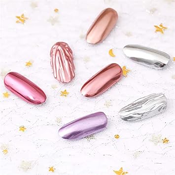 Chrome Nail Powder, Metallic Mirror Holographic Nail Glitter Chrome Powder Reflective Glossy Nail Powder Pigment Manicure for Nail Art DIY Decoration (13 Champagne Silver)