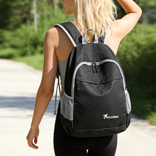 Mochila ligera plegable 20L resistente al agua negra miniatura 1