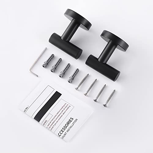 KES Bathroom Towel Hook Robe Hook Shower Kitchen Wall Hanging Hooks Wall Mount SUS 304 Stainless Steel Matt Black 2 Pack, A2164-BK-P2