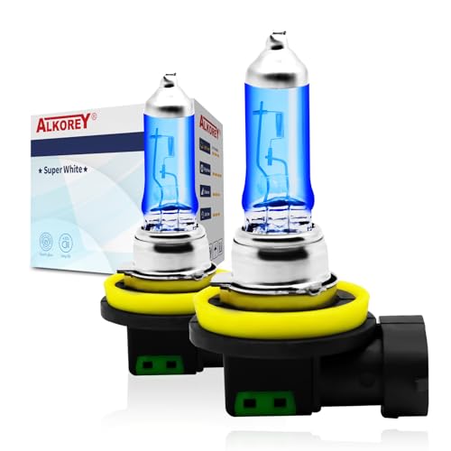 ALKOREY H11 12V 55W PGJ19-2 Car Headlight Bulb,5000K Super White Driving Fog Light, Automotive Headlamp Auto Halogen Bulb,2 Pack