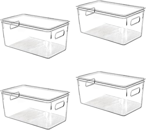 Clear Plastic Storage Bins with Lids, Perfect for Kitchen Organization