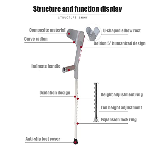 Muleta de antebrazo, Muleta de antebrazo for Adultos, Ligera y Plegable Aluminio, ergonómica, for Personas Mayores