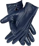 LEATHER LH HANDS Mens Dress Driving Genuine Sheep Leather Unlined Gloves Navy...