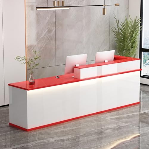 Moderno 2,6 m LED Recept Desk con Ders bloccabile, Contatore ufficio aperto, Lar Cash Register Tavolo, Ele Recept Fur per le aziende