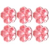 GOOHOCHY 6 Stück Dekoratives Kirschblüten Essstäbchen Ablagebrett aus Keramik Platzsparender Besteckorganizer für Küche und Essbereich in Rosa