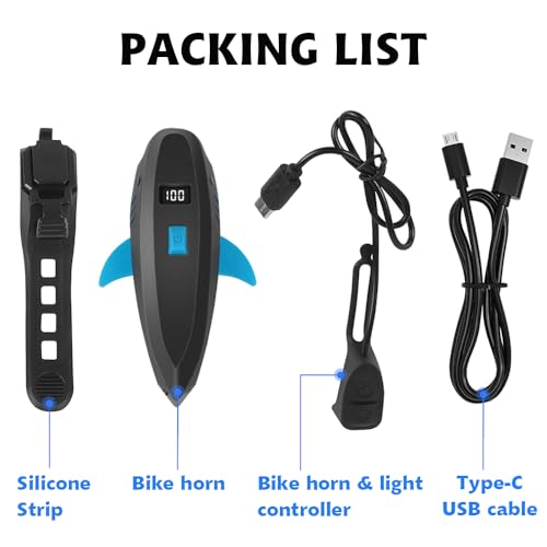 Bike Horn with Light, 120dB Electric Bicycle Bell & 400LM