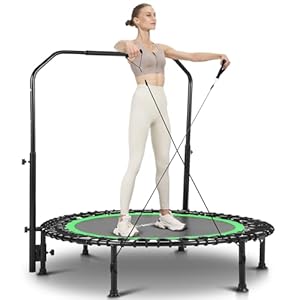 ANCHEER 40/48″ Mini Trampoline with Upgraded Bungee Cords, 550LBS Capacity, Adjustable Foam Bar & Resistance Ropes, Indoor/Outdoor Rebounder for Adults