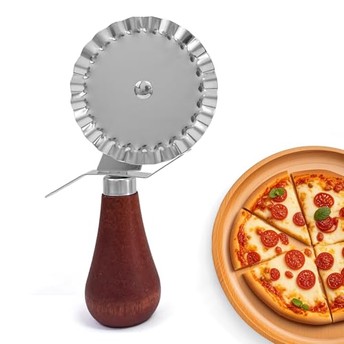 RYHHH Pastry Cutter Wheel, Pizza Cutter Stainless Steel Pizza Wheel Cutter Wooden Handle Pizza Cutter, Home Attachment Kitchen Gadget Features, Perfect for Cutting Freshly Cooked Pizza into Slices